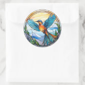 甘いステンドグラスのブルーバード ラウンドシール (バッグ)