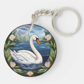 甘いステンドグラススイミングスワン キーホルダー (裏面)