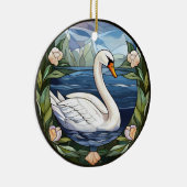 甘いステンドグラススイミングスワン セラミックオーナメント (右)
