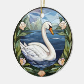 甘いステンドグラススイミングスワン セラミックオーナメント (左)