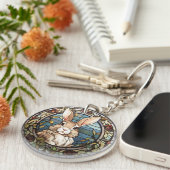 甘いステンドグラスバニーウサギ キーホルダー (正面右)