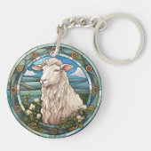 甘いステンドグラスファーム羊の子羊 キーホルダー (裏面)
