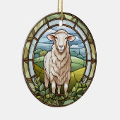 甘いステンドグラスファーム羊の子羊 セラミックオーナメント (右)
