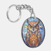 甘いステンドグラスフクロウ キーホルダー (正面左)