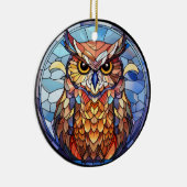 甘いステンドグラスフクロウ セラミックオーナメント (右)