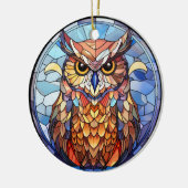 甘いステンドグラスフクロウ セラミックオーナメント (左)