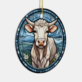 甘いステンドグラス牛 セラミックオーナメント (右)