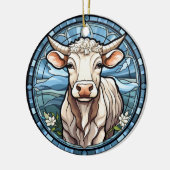 甘いステンドグラス牛 セラミックオーナメント (左)