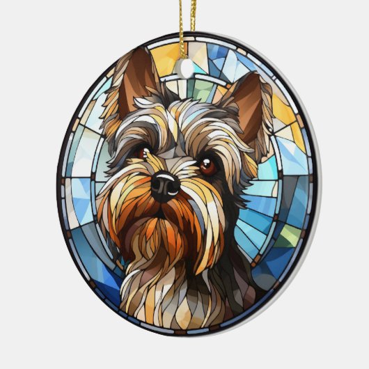 甘いステンドグラス犬ヨークシャーテリア セラミックオーナメント (左)