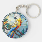 甘いステンドグラス白いオウム キーホルダー (裏面)