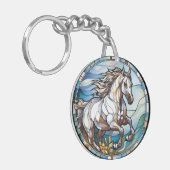 甘いステンドグラス白馬 キーホルダー (正面左)