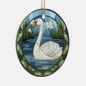 甘いステンドグラス白鳥 セラミックオーナメント (右)
