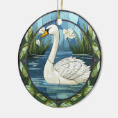 甘いステンドグラス白鳥 セラミックオーナメント (左)