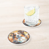 甘いステンドグラス縁どコリー犬 コースター (側面)