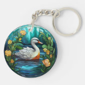 甘いステンドグラス野生のアヒル キーホルダー (裏面)