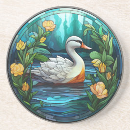 甘いステンドグラス野生のアヒル コースター