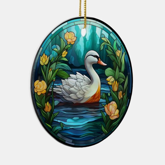 甘いステンドグラス野生のアヒル セラミックオーナメント (右)