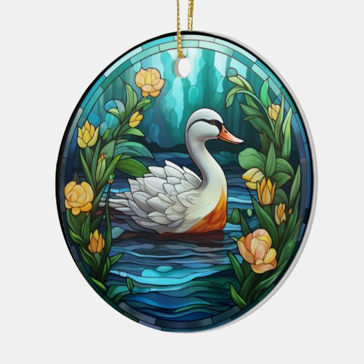 甘いステンドグラス野生のアヒル セラミックオーナメント (左)