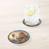 甘いステンドグラス鶏と日の出 コースター (側面)