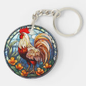 甘いステンドグラス鶏 キーホルダー (裏面)