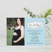 甘いストライプのベビーシャワーフォト招待状 招待状 (スタンド正面)