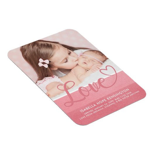 甘いストライプ誕生バレンタインラブベビーガール写真 マグネット (右側)