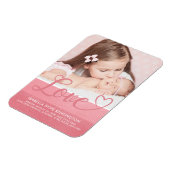 甘いストライプ誕生バレンタインラブベビーガール写真 マグネット (左側)