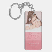 甘いストライプ | Love Baby Girlタイポグラフィ写真 キーホルダー (正面左)