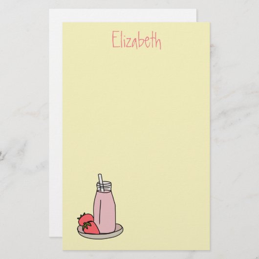 甘いストロベリーミルクシェイクピンクかわいい 便箋 (正面/裏面)