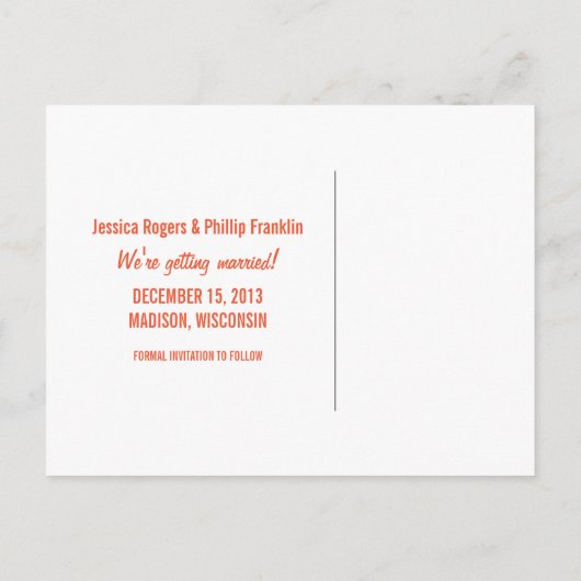 甘いスノーフレーク日付はがき、オレンジを保存 案内ポストカード (裏面)