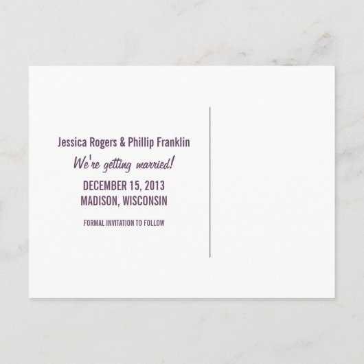 甘いスノーフレーク日付はがき、紫を保存 案内ポストカード (裏面)