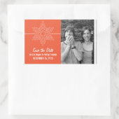 甘いスノーフレーク日付シールを保存するオレンジ 長方形シール (バッグ)