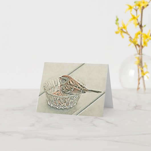 甘いスパロー空白の – カード (黄色い花)