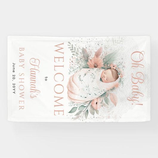 甘いスワップああベビーフローラ女の子ベビーシャワー 横断幕 (横)