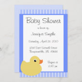 甘いダッキーの青いベビーシャワー招待状 招待状 (正面/裏面)