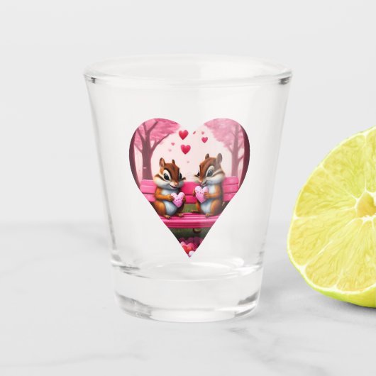 甘いチップマンクスとキャンディハート ショットグラス (正面)
