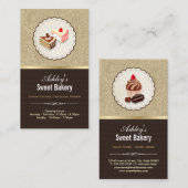 甘いチョコレートのカップケーキのデザート – ベーカリーショップ 名刺 (正面/裏面)