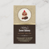 甘いチョコレートのカップケーキのデザート – ベーカリーショップ 名刺 (裏面)