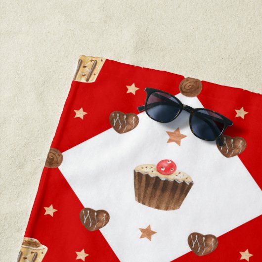 甘いチョコレートトリッモダントクリスマスウォーター色 ビーチタオル (インサイチュ)