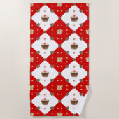 甘いチョコレートトリッモダントクリスマスウォーター色 ビーチタオル (正面)
