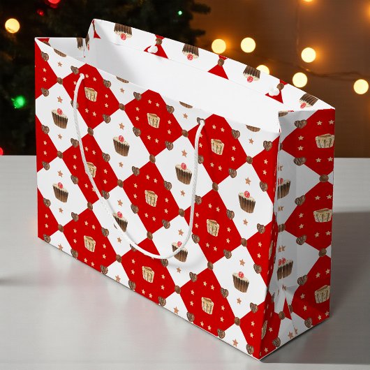 甘いチョコレートトリッモダントクリスマスウォーター色 ラージペーパーバッグ