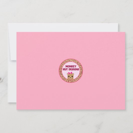 甘いチータの女の子のベビーシャワーの招待状CGSのピンク 招待状 (裏面)