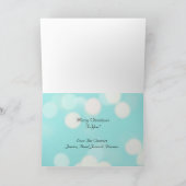 甘いティール(緑がかった色)雪だるまとバードウィンターデイクリスマス カード (内部)