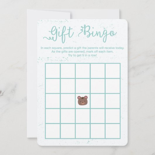 甘いテディブルーボーイベビーシャワービンゴゲーム 招待状 (正面)