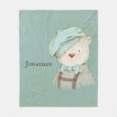 甘いテディベアのオーバーールハット名パーソナライズされた フリースブランケット (正面)