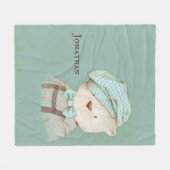 甘いテディベアのオーバーールハット名パーソナライズされた フリースブランケット (正面(横))