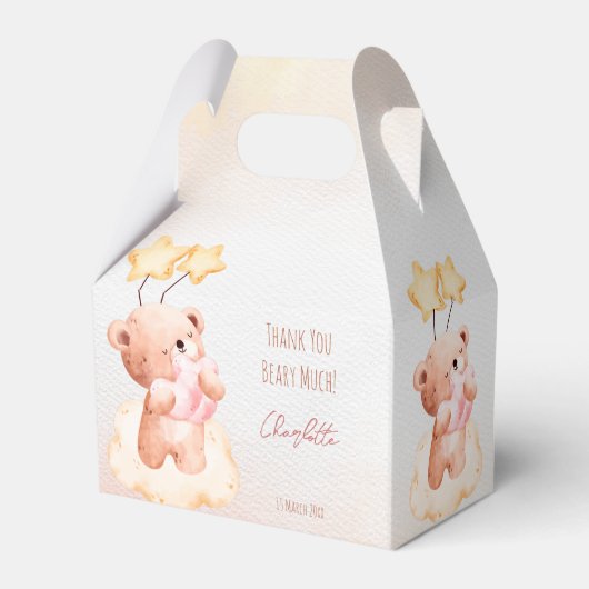 甘いテディベアの誕生日パパーソナライズされたーティー フェイバーボックス (正面サイド)