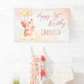 甘いテディベアの誕生日パパーソナライズされたーティー 横断幕 (インサイチュ)