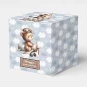 甘いテディベアパイロット男の子シャワー好意ボックスブルー フェイバーボックス (正面サイド)