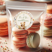 甘いテディベアフローラ赤ちゃんシャワーありがとう ラウンドシール